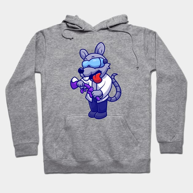 Rat Scientist Holding Tube Laboratory Cartoon Hoodie by Catalyst Labs